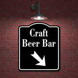 Craft Beer Bar 45 Degree Down Right Arrow BLACK Aluminum Composite Sign