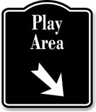 Play Area Zoo 45 Degree Down Right Arrow BLACK Aluminum Composite Sign