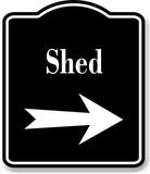 Shed Right Arrow BLACK Aluminum Composite Sign
