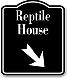 Reptile House Zoo 45 Degree Down Right Arrow BLACK Aluminum Composite Sign