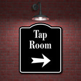 Tap Room Bar Right Arrow BLACK Aluminum Composite Sign