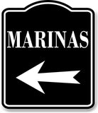 Marinas Left Arrow BLACK Aluminum Composite Sign