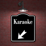 Karaoke 45 Degree Down Left Arrow BLACK Aluminum Composite Sign