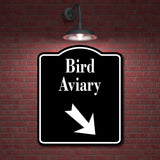 Bird Aviary Zoo 45 Degree Down Right Arrow BLACK Aluminum Composite Sign