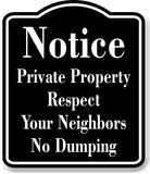 Notice Private Property Respect Your Neighbors BLACK Aluminum Composite Sign