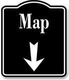 Map Directions Down Arrow BLACK Aluminum Composite Sign
