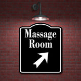 Massage 45 Degree Up Right Arrow BLACK Aluminum Composite Sign