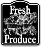 Fresh Produce Fruit Vegetables BLACK Aluminum Composite Sign