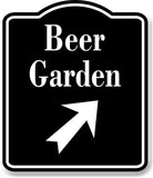 Beer Garden 45 Degree Up Right Arrow BLACK Aluminum Composite Sign