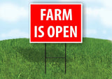 FARM IS OPEN RED Plastic Yard Sign ROAD SIGN with Stand
