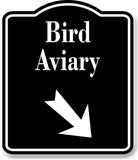 Bird Aviary Zoo 45 Degree Down Right Arrow BLACK Aluminum Composite Sign