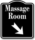 Massage 45 Degree Down Right Arrow BLACK Aluminum Composite Sign
