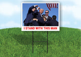 Military For Trump Double Sided 18x24 in Yard Road Sign w/Stand