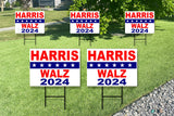 ECO Harris Walz 2024 Kamala Tim Star Double Sided 12x16 in Yard Road Sign w/Stand