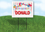DONALD HAPPY BIRTHDAY BALLOONS 18 in x 24 in Yard Sign Road Sign with Stand