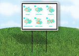 VIRUS WASH YOUR HANDS HAND WASHING IN Yellow Yard Sign Road with Stand LAWN SIGN