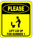 Please lift lid for number 1 Metal Aluminum Composite bathroom Sign