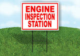 ENGINE INSPECTIONS STATION RED WHITE Yard Sign Road with Stand LAWN SIGN
