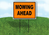 MOWING Ahead Construction ORANGE BLACK Yard Sign Road with Stand LAWN SIGN