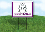 COCKTAILS PURPLE Yard Sign Road with Stand LAWN SIGN