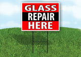 GLASS REPAIR HERE BLACK STRIPE Plastic Yard Sign ROAD SIGN with Stand