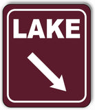 LAKE DIRECTIONAL 45 DEGREES DOWN RIGHT ARROW CAMPING Aluminum composite sign