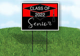 CLASS 2022 SENIOR RED BLACK Yard Sign with Stand LAWN SIGN