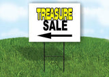TREASURE SALE LEFT ARROW BLACK Yard Sign Road with Stand LAWN SIGN Single sided
