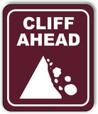 CLIFF AHEAD GRAPHIC TRAIL CAMPING Metal Aluminum composite sign