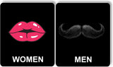 Funny Lips mustacher women men bathroom restroom metal sign set for business