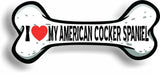 I Love My American Cocker Spaniel Bone Car Magnet Bumper Sticker dog lover 3"x7"