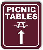 PICNIC TABLES DIRECTIONAL UP ARROW CAMPING Aluminum composite sign