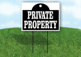 PRIVATE PROPERTY SHAPE BLACK Yard Sign with Stand LAWN SIGN