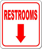 RESTROOMS DIRECTIONAL RED 8 Arrow Variations Metal Aluminum composite sign