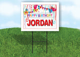 JORDAN HAPPY BIRTHDAY BALLOONS 18 in x 24 in Yard Sign Road Sign with Stand