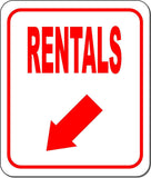 RENTALS DIRECTIONAL RED 8 Arrow Variations Metal Aluminum composite sign