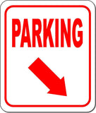 PARKING DIRECTIONAL RED 8 Arrow Variations Metal Aluminum composite sign