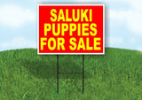 Saluki PUPPIES FOR SALE YELLOW RED Yard Sign Road with Stand LAWN SIGN