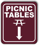 PICNIC TABLES DIRECTIONAL DOWN ARROW CAMPING Aluminum composite sign