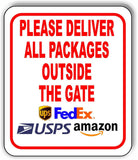PLEASE DELIVER ALL PACKAGES OUTSIDE THE GATE Aluminum Composite Sign