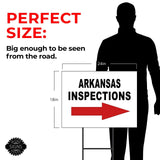 INSPECTIONS RIGHT ARROW RED_ ARKANSAS Yard Sign with Stand LAWN SIGN