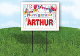 ARTHUR HAPPY BIRTHDAY BALLOONS 18 in x 24 in Yard Sign Road Sign with Stand