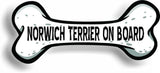 Dog on Board Norwich Terrier Bone Car Magnet Bumper Sticker 3"x7"
