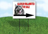 ALASKAN MALAMUTES FOR SALE DOG RIGHT ARROW Yard Sign with Stand LAWN SIGN