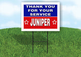 JUNIPER THANK YOU SERVICE 18 in x 24 in Yard Sign Road Sign with Stand