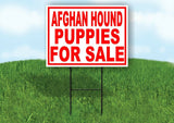 Afghan Hound PUPPIES FOR SALE RED Yard Sign Road with Stand LAWN SIGN