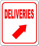 DELIVERIES DIRECTIONAL RED 8 Arrow Variations Metal Aluminum composite sign