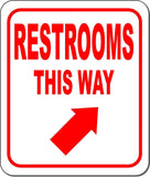 RESTROOMS THIS WAY DIRECTIONAL RED 8 Arrow Variations Aluminum composite sign