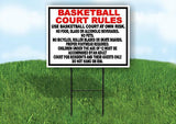 basketball court rules 18inx24in Yard Road Sign w/ Stand