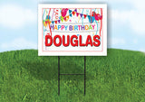 DOUGLAS HAPPY BIRTHDAY BALLOONS 18 in x 24 in Yard Sign Road Sign with Stand